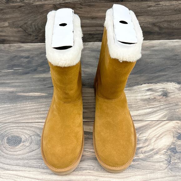 NIB Koolaburra by UGG 9 40 Alamie Booties Suede Faux Fur Chestnut Tan - Picture 3 of 14